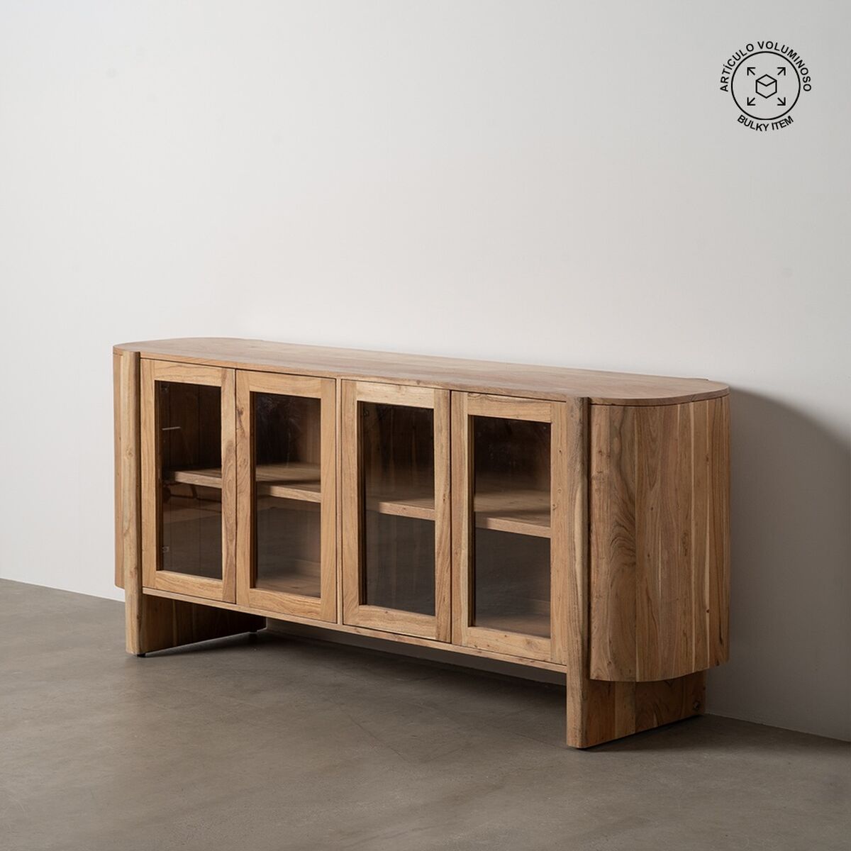 Skänk CREEL Naturell Glas Mangoträ 180 x 40 x 80 cm - 2