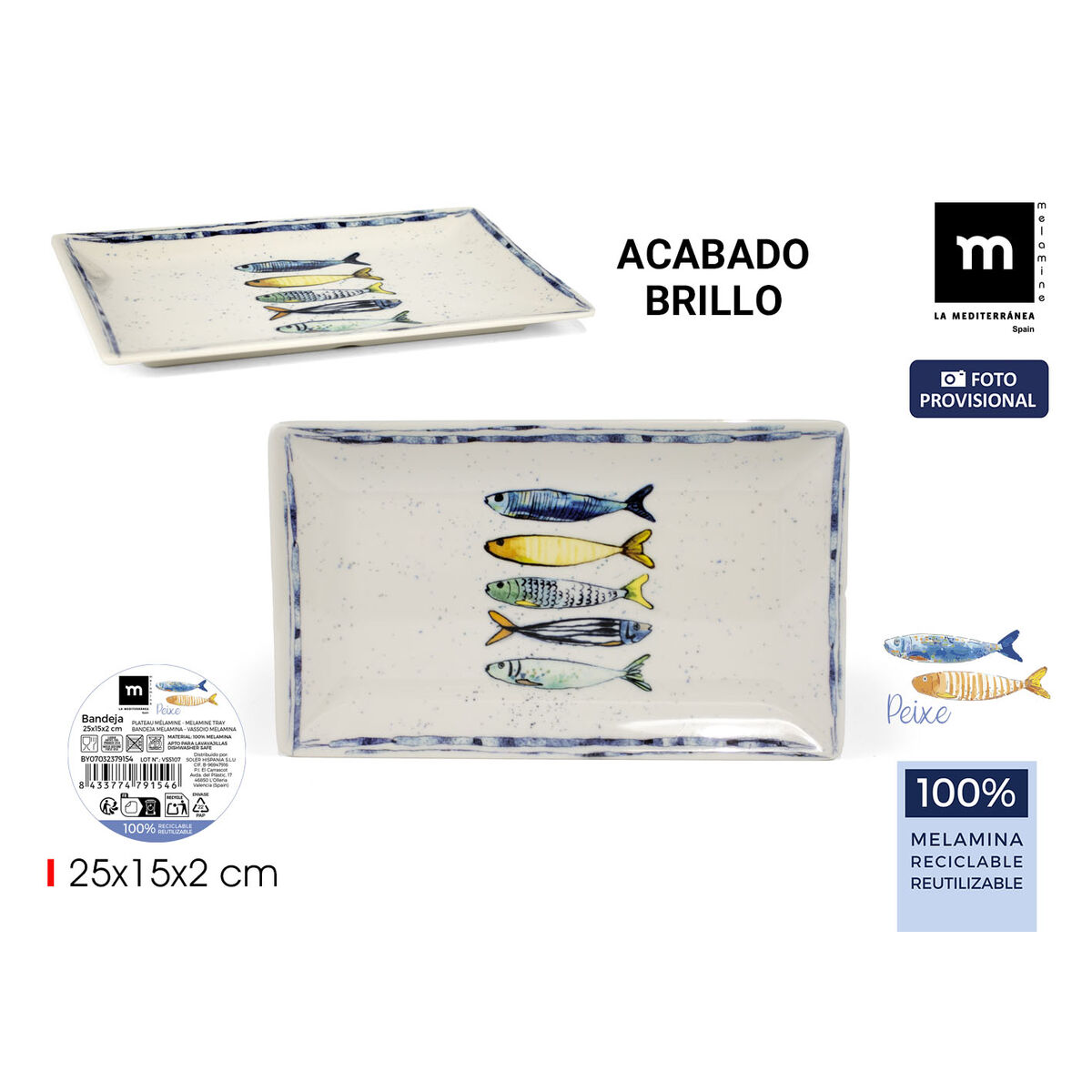 Bricka La Mediterránea 25 x 15 x 2 cm (12 antal) - 2
