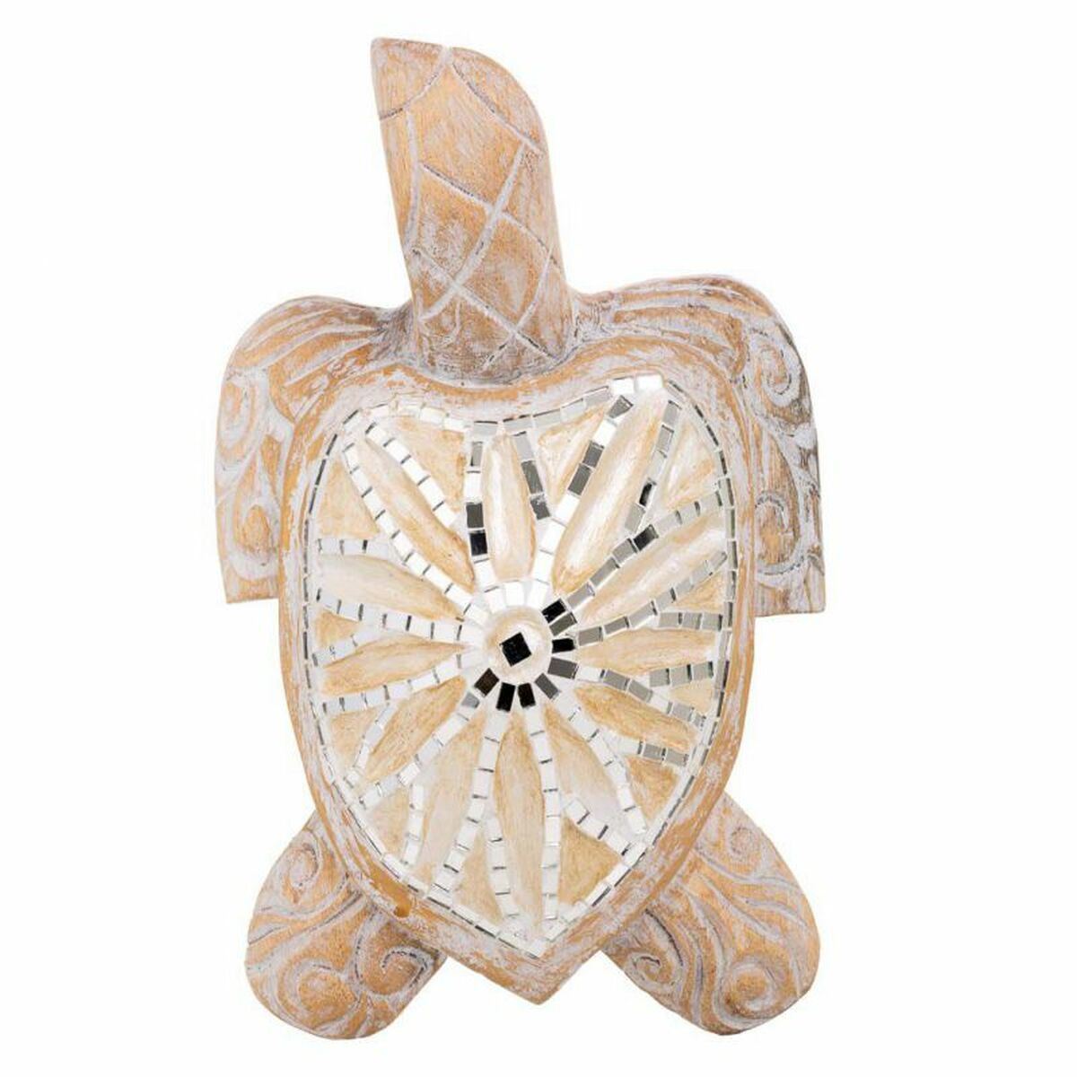 Prydnadsfigur Alexandra House Living Vit Naturell Sköldpadda 8 x 20 x 31 cm - 4