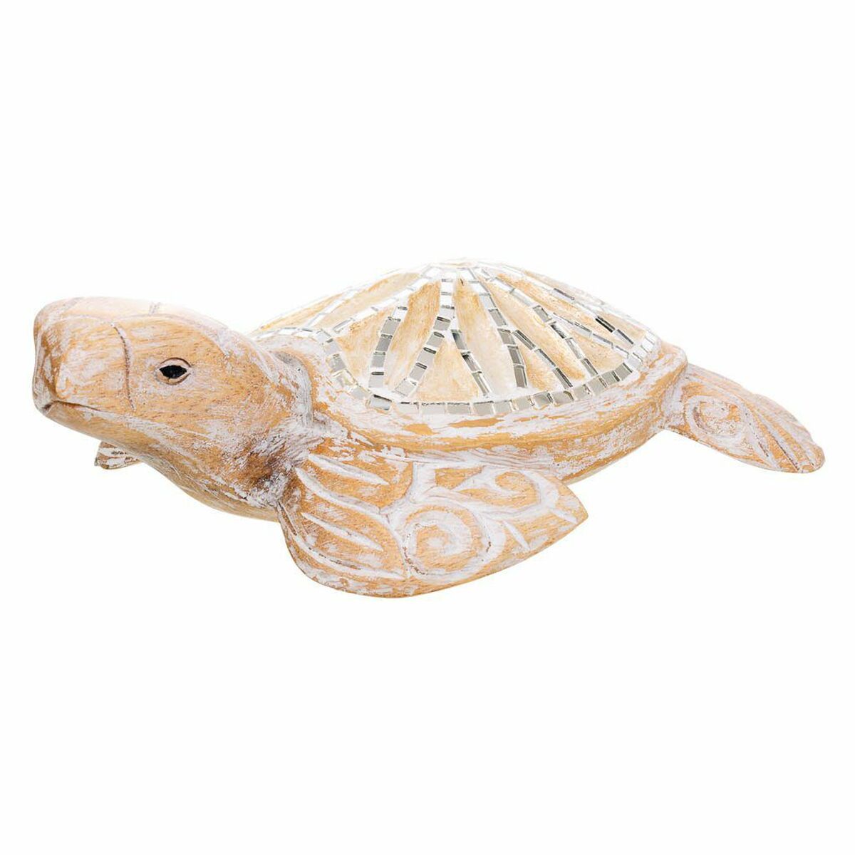 Prydnadsfigur Alexandra House Living Vit Naturell Sköldpadda 8 x 20 x 31 cm
