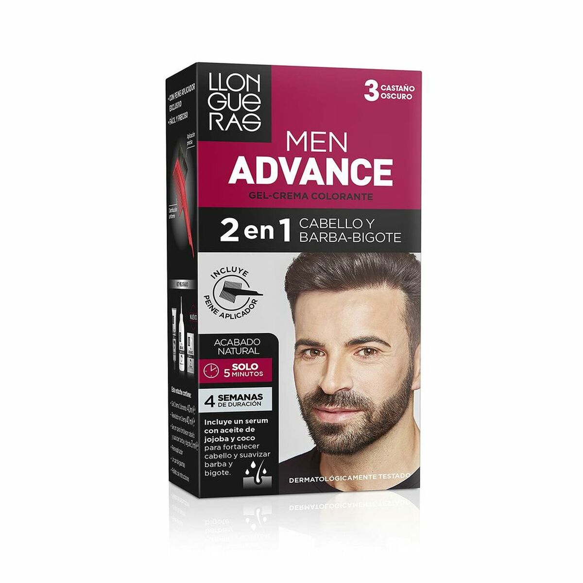 Färgande kräm Llongueras Men Advance 3 - Mörkbrunt Nº 3-Castano Oscuro Halvpermanent