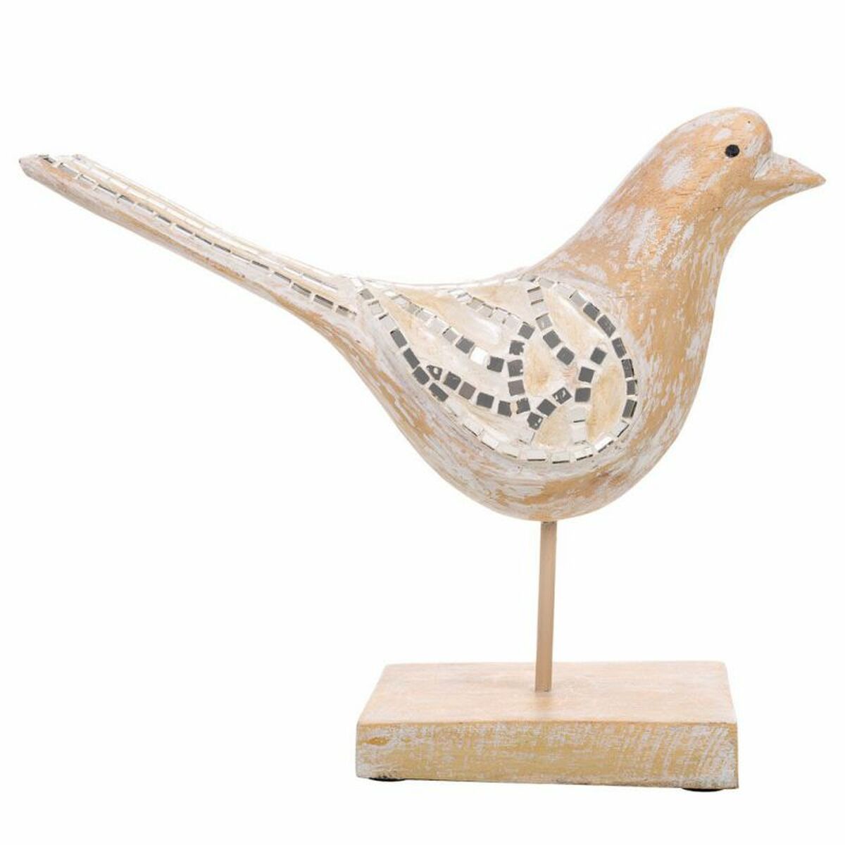 Prydnadsfigur Alexandra House Living Vit Naturell Fågel 26 x 12 x 30 cm - 3