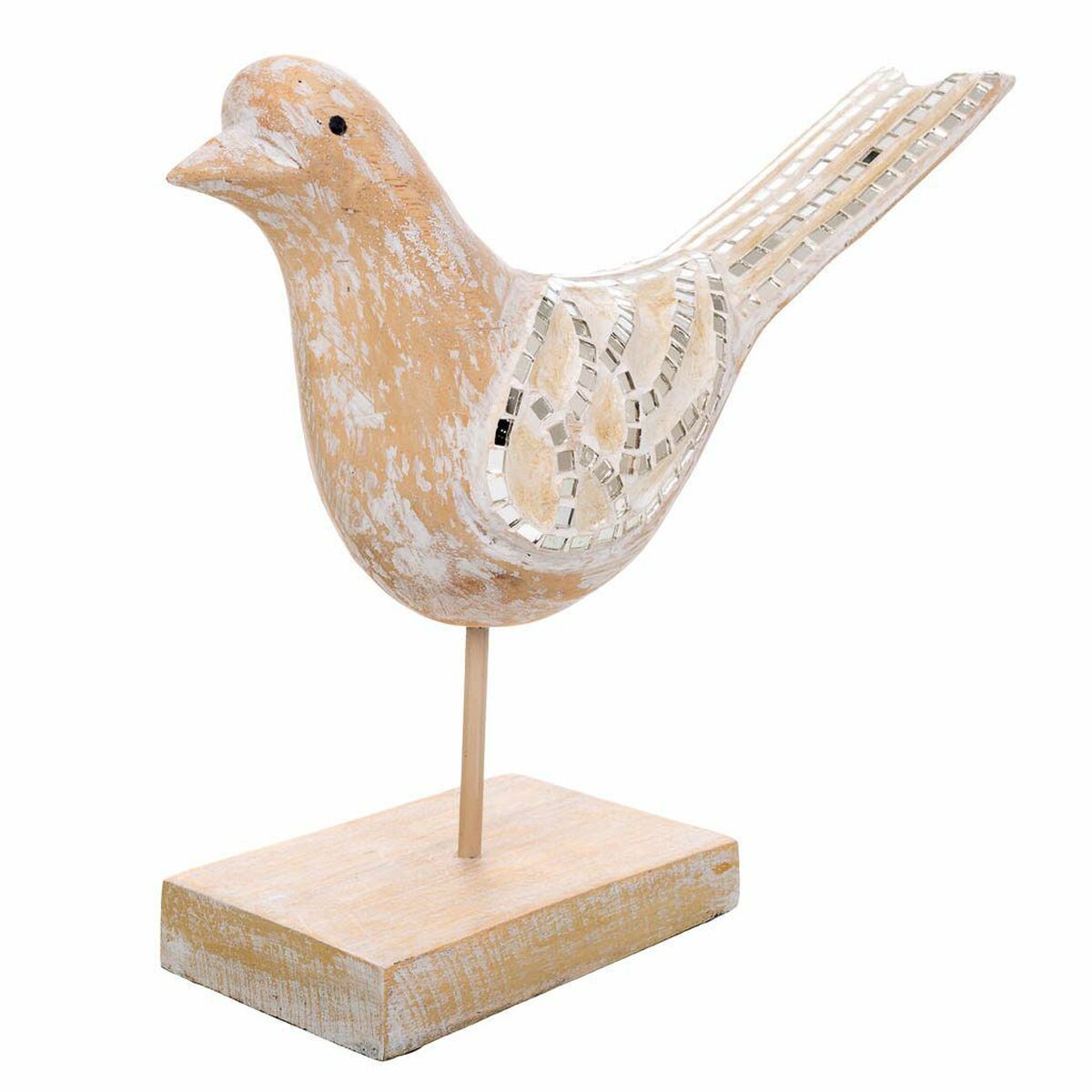 Prydnadsfigur Alexandra House Living Vit Naturell Fågel 26 x 12 x 30 cm