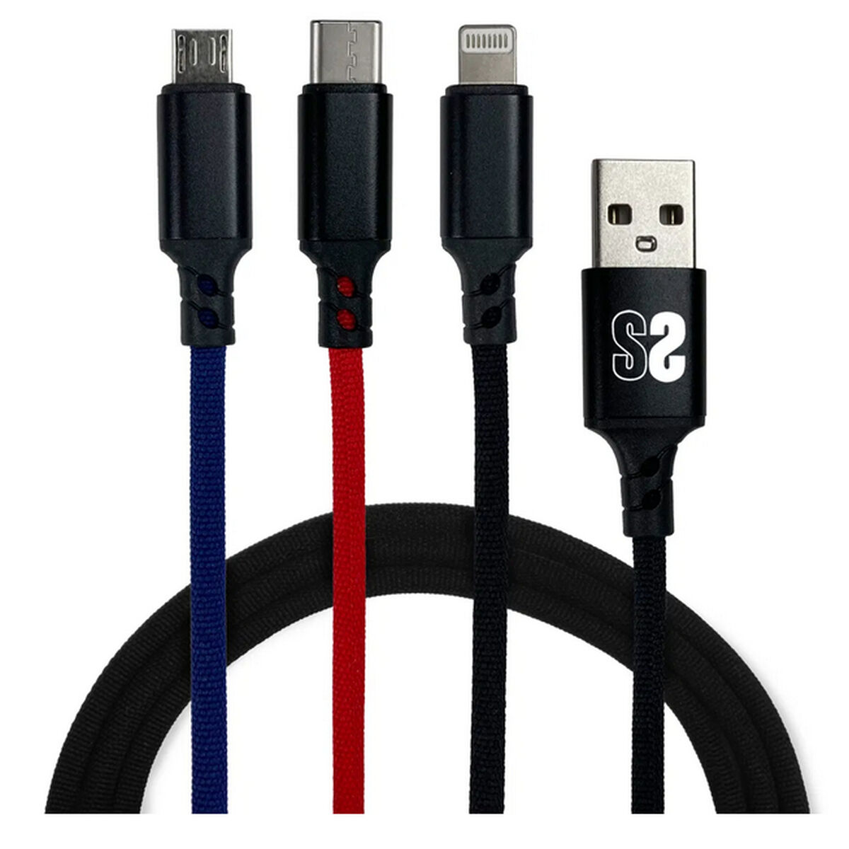 Kabel Micro USB Subblim Premium 3in1 Blå Svart Röd 1 m (1 antal)