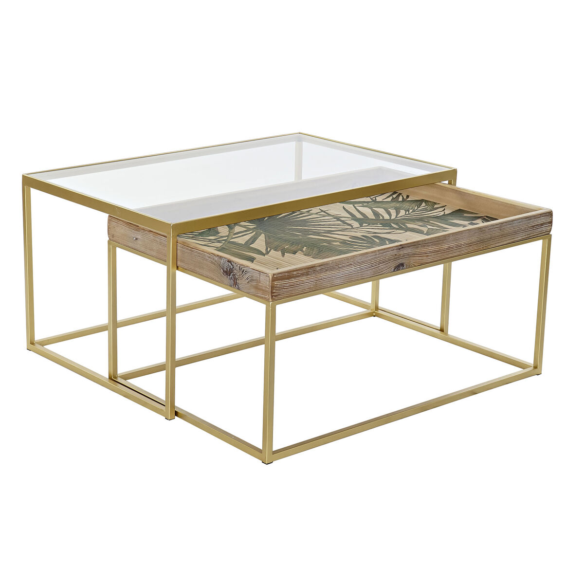 Soffbord DKD Home Decor Gyllene Naturell 90 x 60 x 45 cm