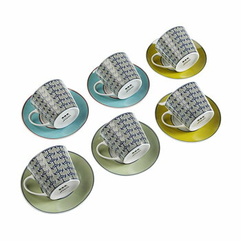 Set med koppar och fat Versa Leia Porslin 9 x 14 x 14 cm 10,5 x 8 x 6 cm 14 x 14 x 2 cm (12 pcs)