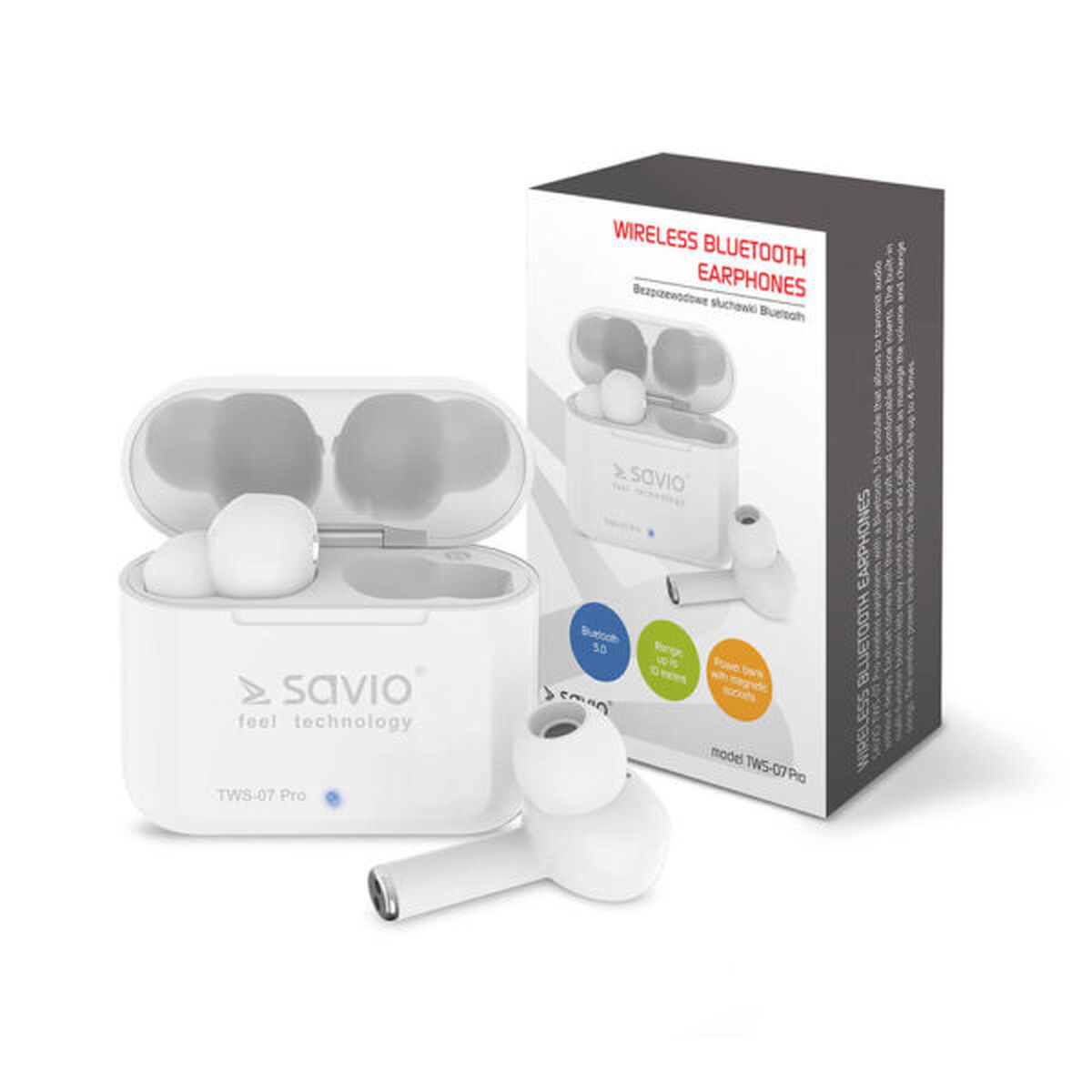 Ear Bluetooth hörlurar Savio TWS-07 PRO Vit - 4