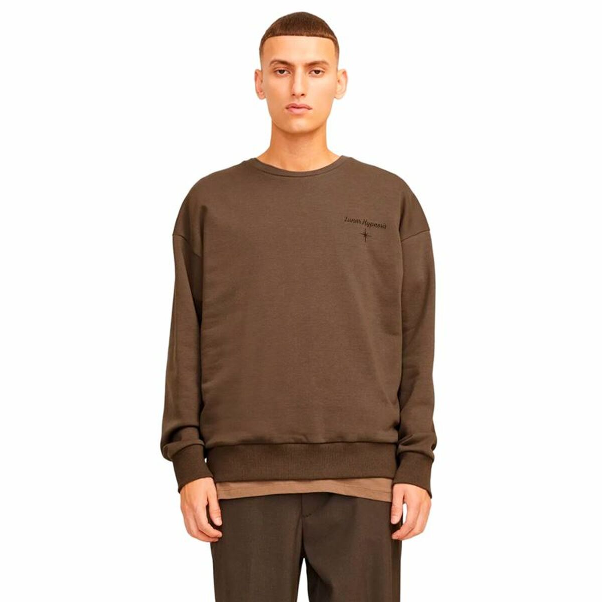Tröja utan huva Herr Jack & Jones Jjmystic Vit Brun - 3