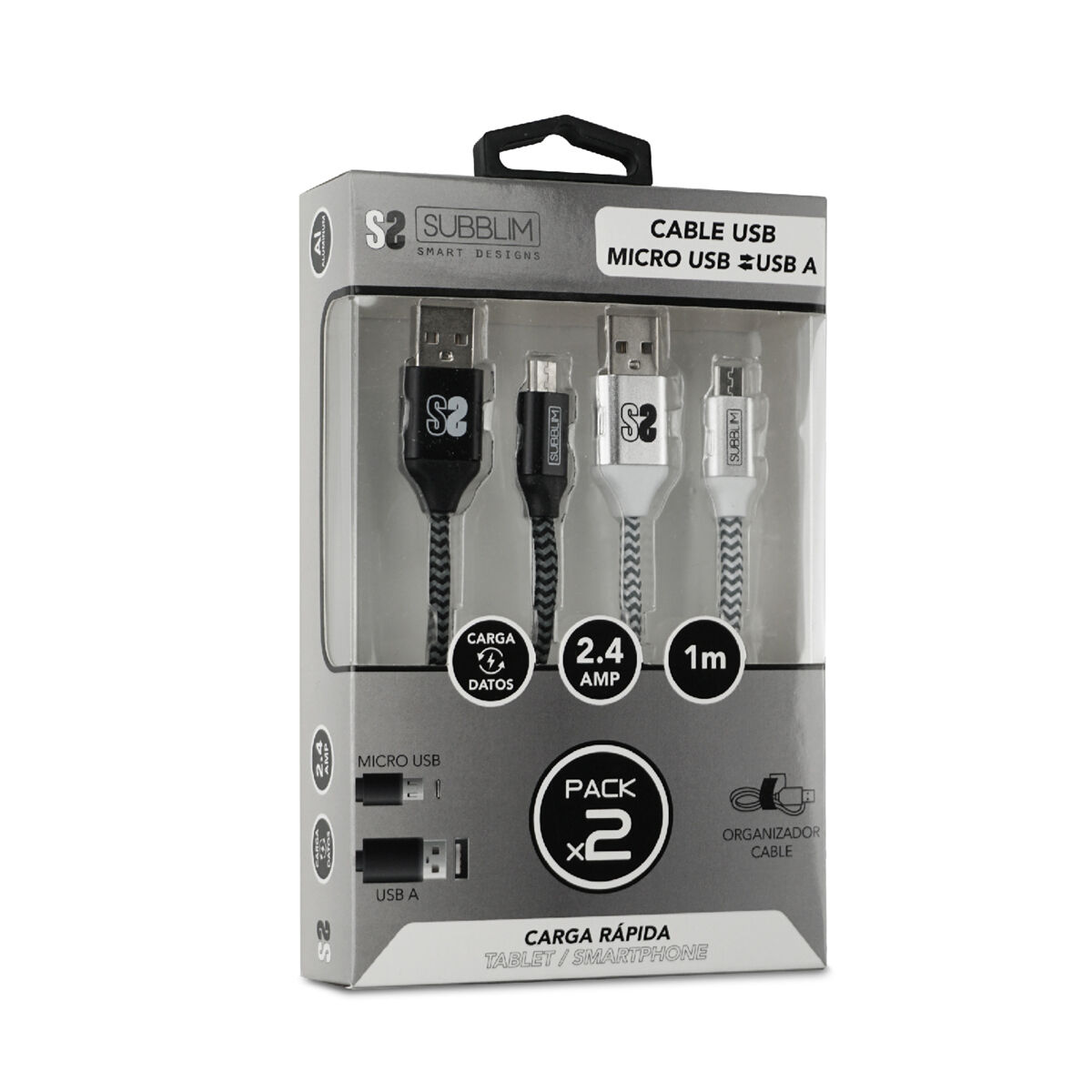Kabel Micro USB Subblim SUB-CAB-1MU001 1 m (2 antal) - 2
