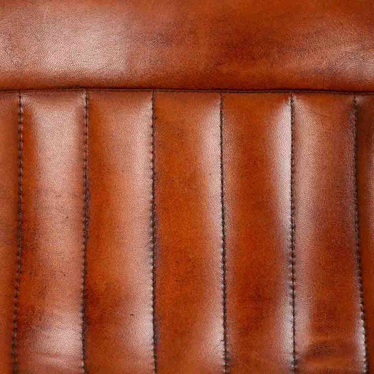 Sittpall Alexandra House Living Brun Svart Läder Järn 50 x 106 x 46 cm - 6