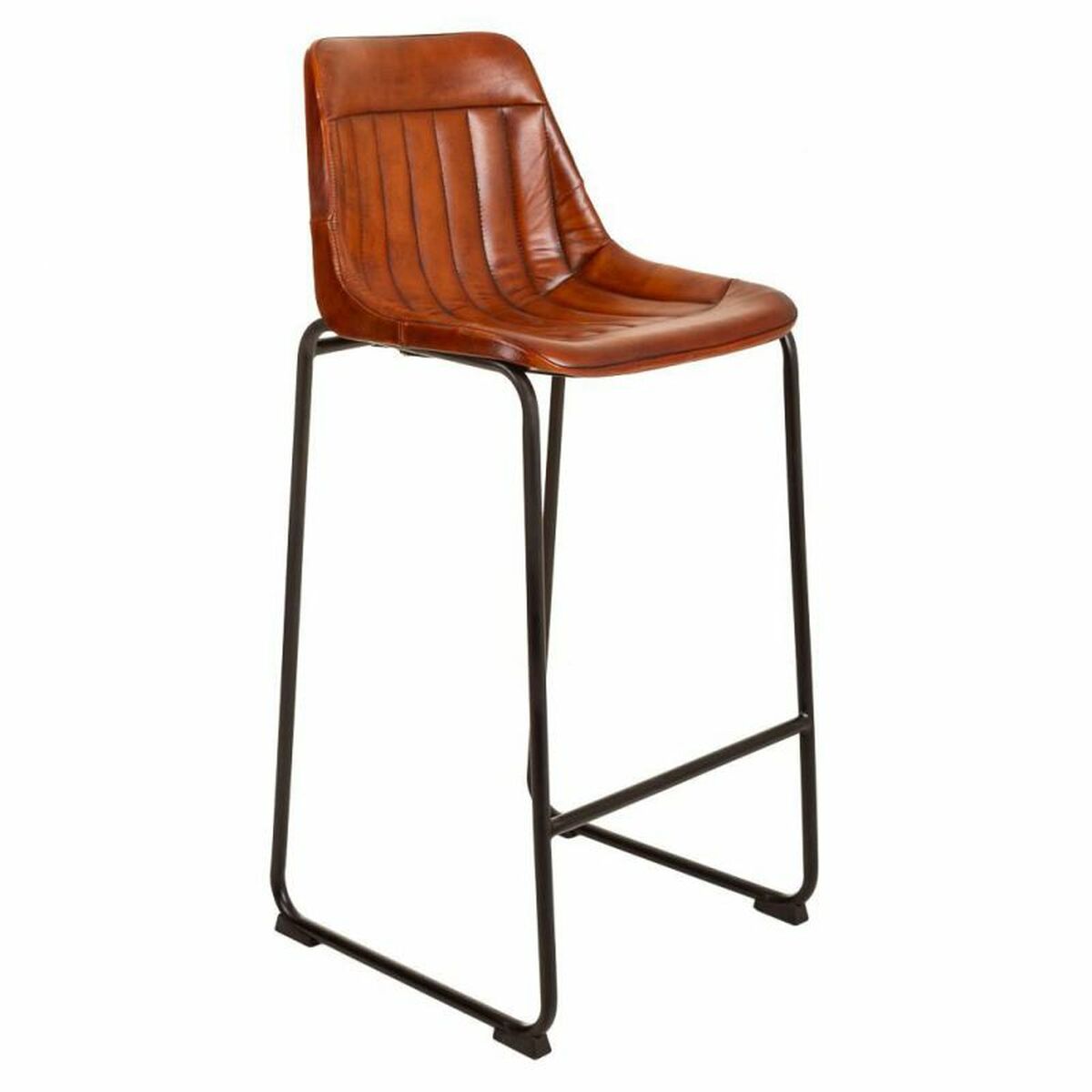 Sittpall Alexandra House Living Brun Svart Läder Järn 50 x 106 x 46 cm