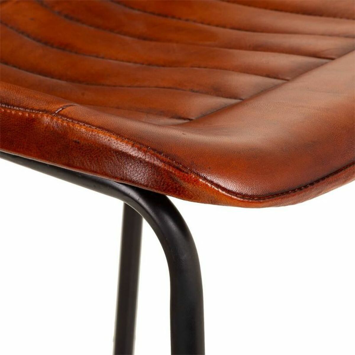 Sittpall Alexandra House Living Brun Svart Läder Järn 50 x 106 x 46 cm - 7