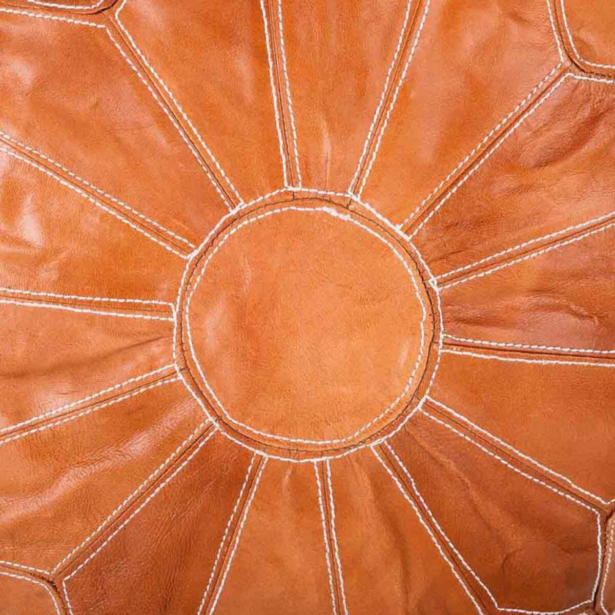 Puff Alexandra House Living Ljusbrun Läder 48 x 35 x 48 cm - 3