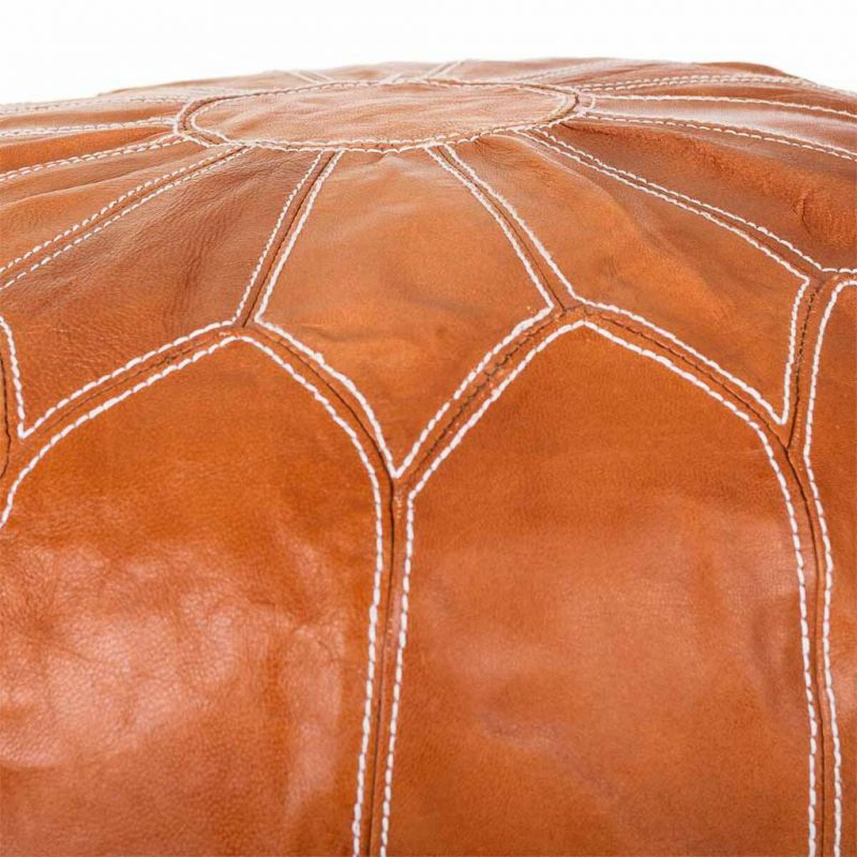 Puff Alexandra House Living Ljusbrun Läder 48 x 35 x 48 cm - 4