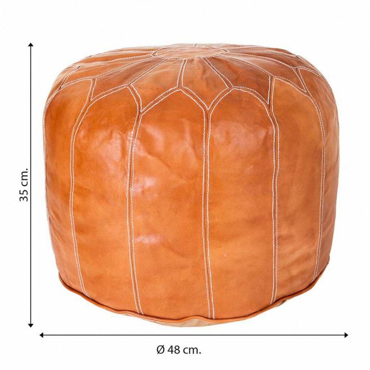 Puff Alexandra House Living Ljusbrun Läder 48 x 35 x 48 cm - 6