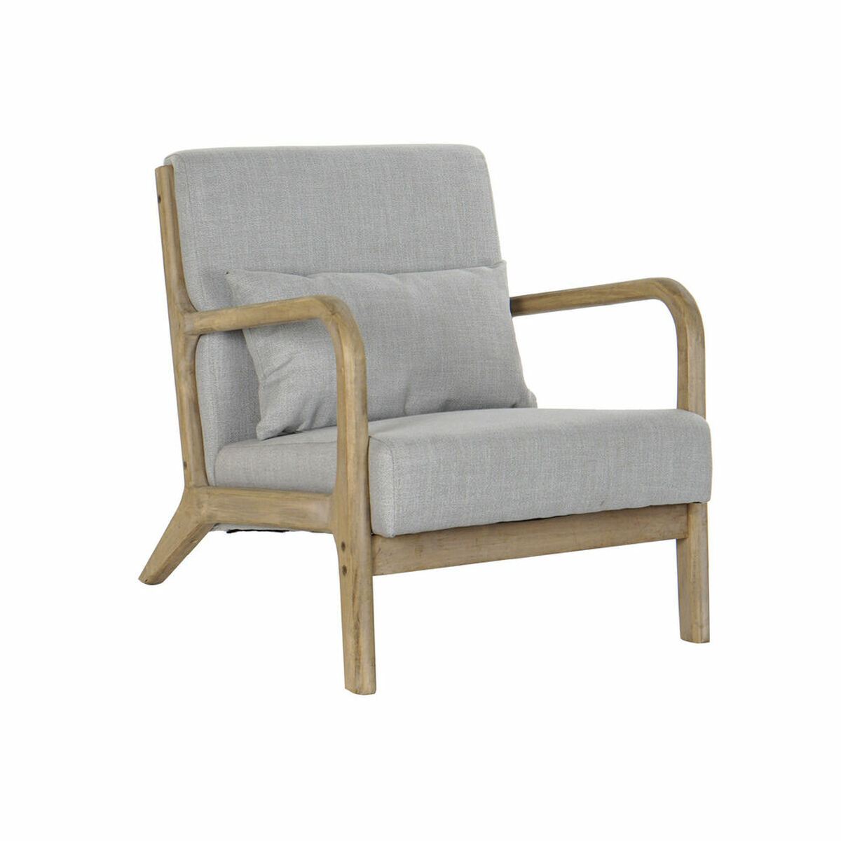 Fåtölj DKD Home Decor Grå Naturell Polyester Gummiträ 65 x 83 x 74 cm 66 x 79 x 76 cm