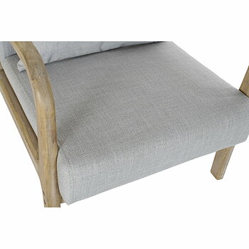 Fåtölj DKD Home Decor Grå Naturell Polyester Gummiträ 65 x 83 x 74 cm 66 x 79 x 76 cm