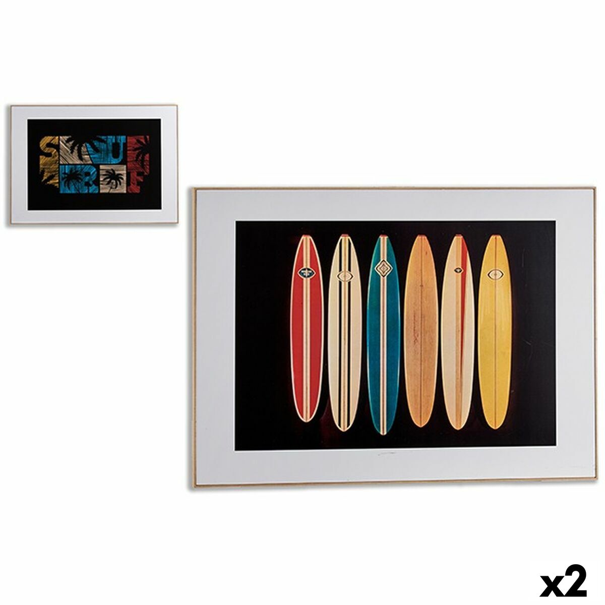 Kanvas Gift Decor Svart Surfing 81,5 x 3 x 121,5 cm (2 antal) - 3