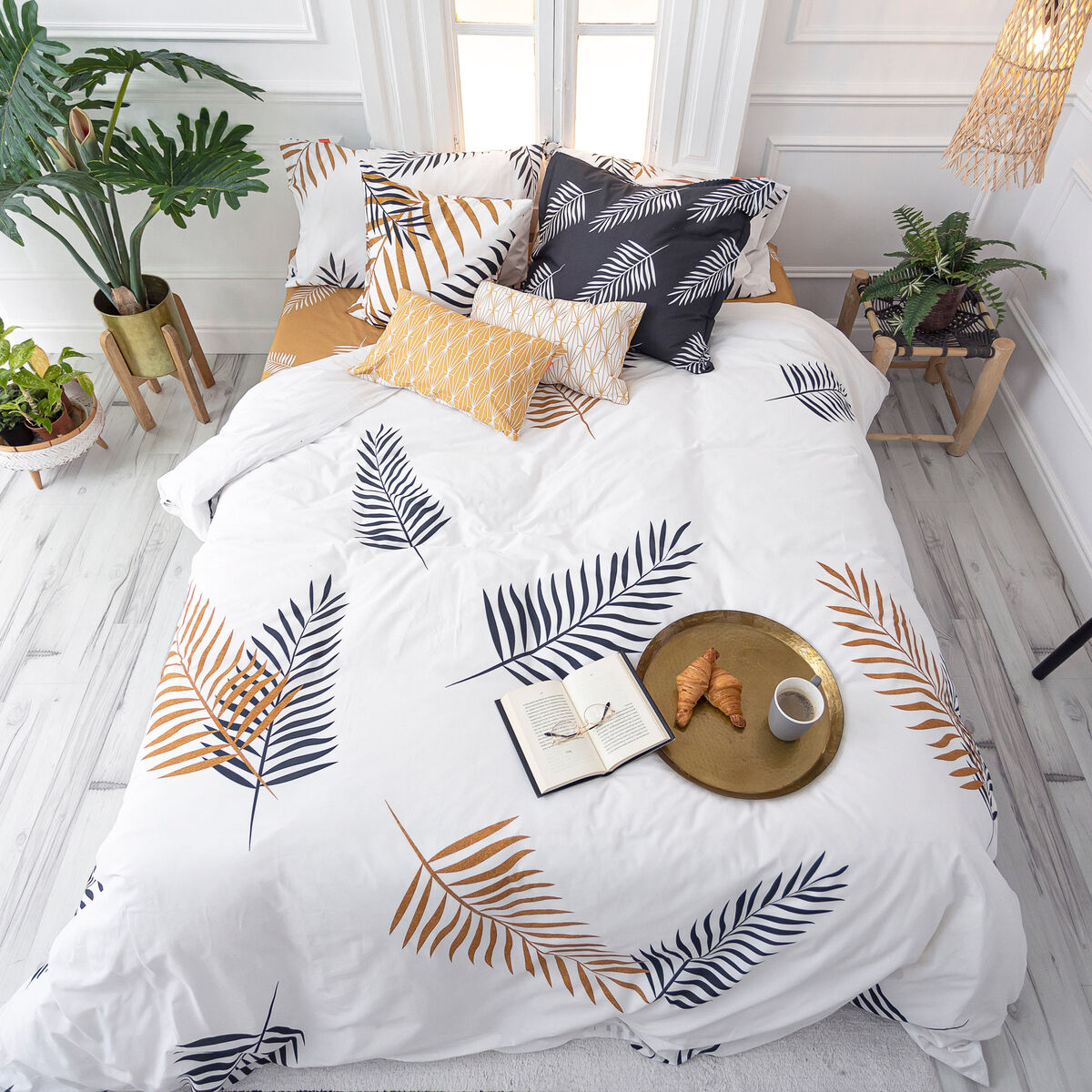 Påslakan HappyFriday Blanc Foliage  Multicolour 155 x 220 cm - 9