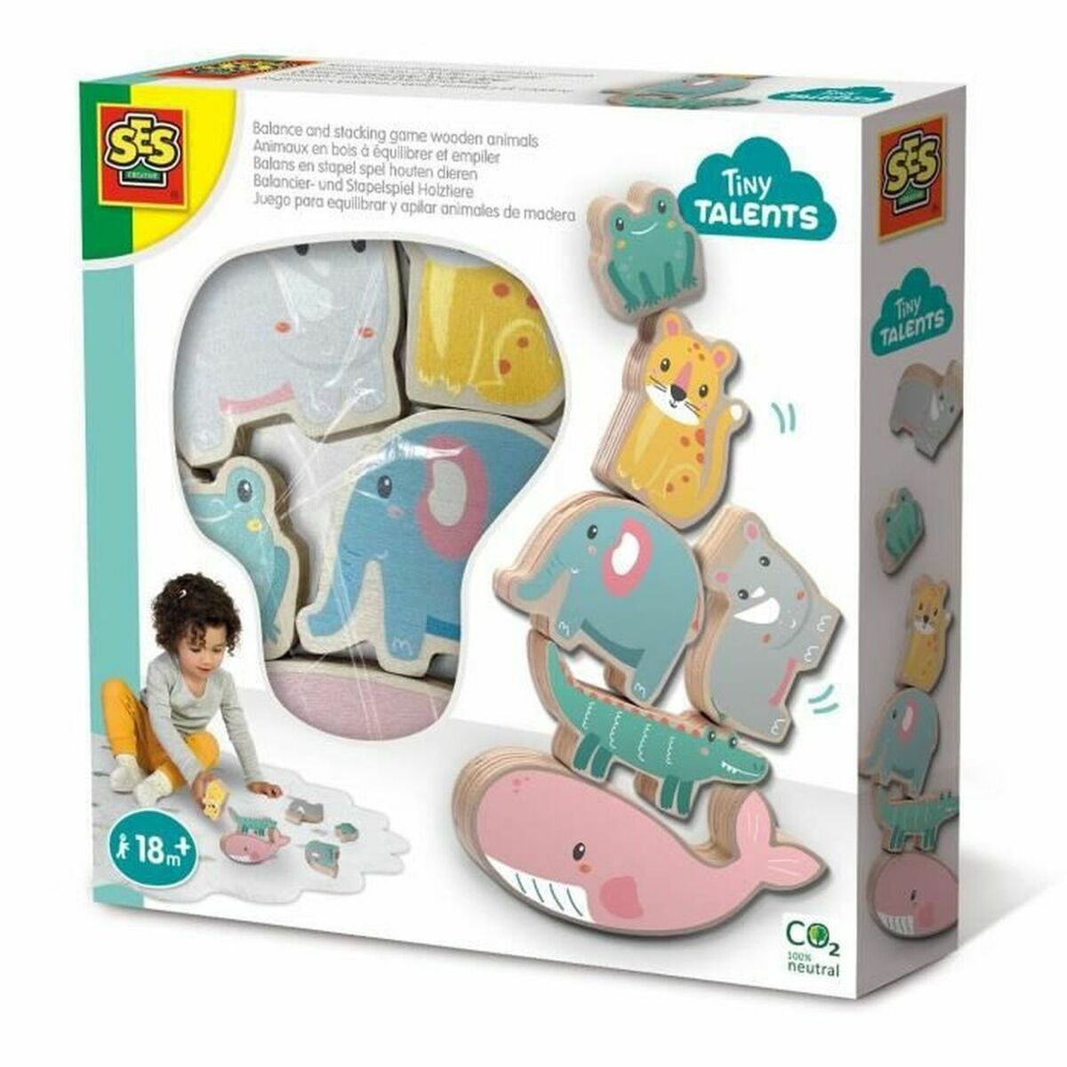 Playset SES Creative Wooden animals to balance and stack - 2