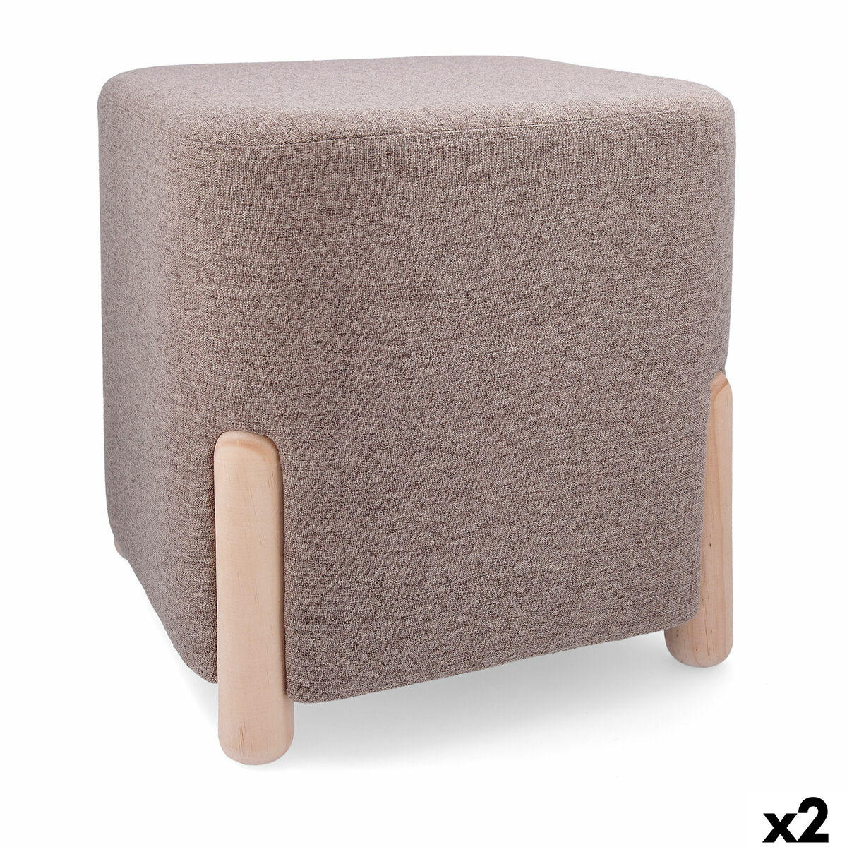 Puff Vinthera Moa Brun Trä 34 x 34 x 38 cm (2 antal)