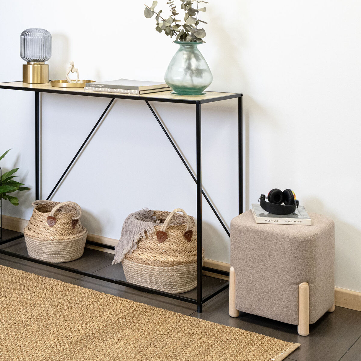 Puff Vinthera Moa Brun Trä 34 x 34 x 38 cm (2 antal) - 4