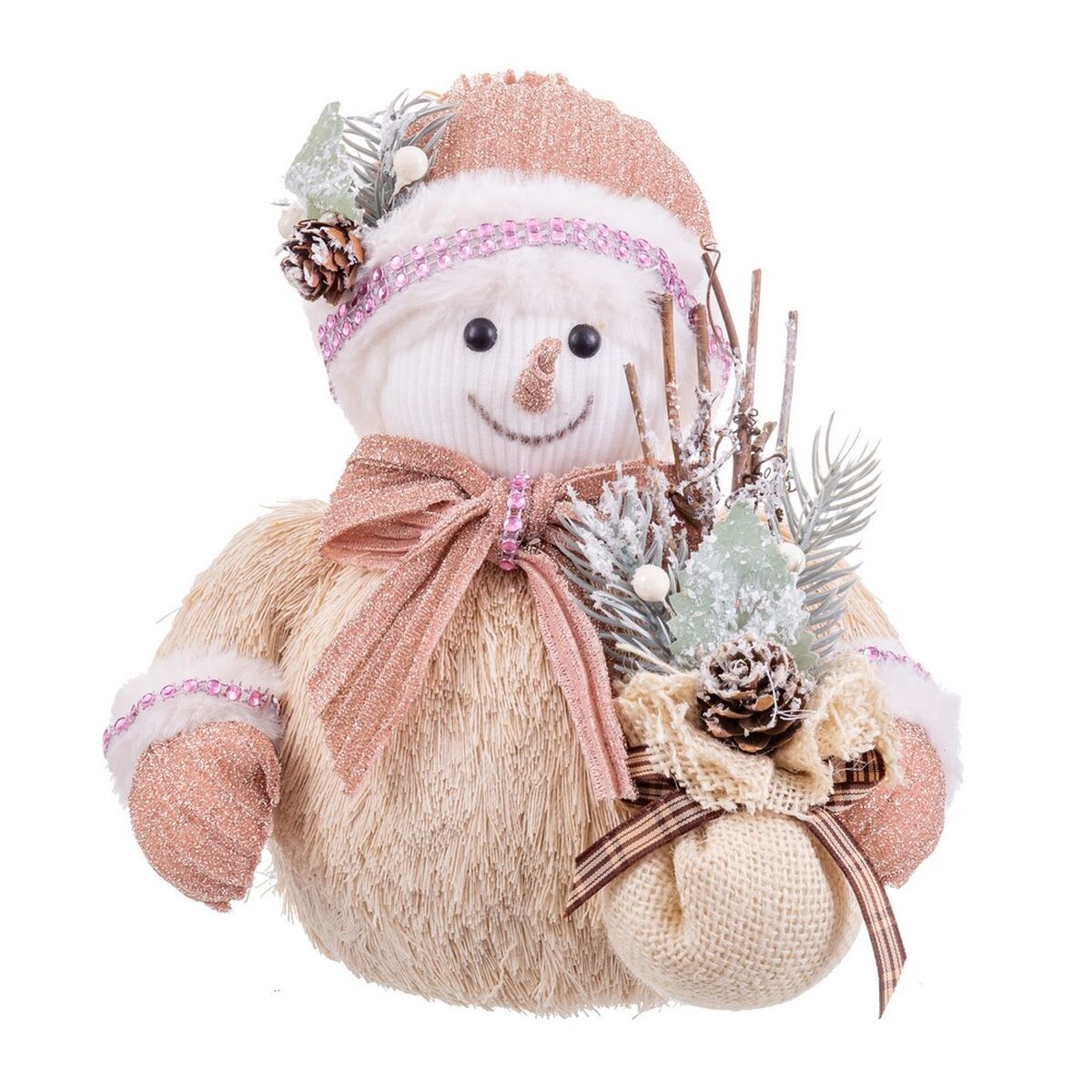 Julgranskula Multicolour Plast Polyfoam Tyg Snögubbe 19 x 16 x 22 cm - 4