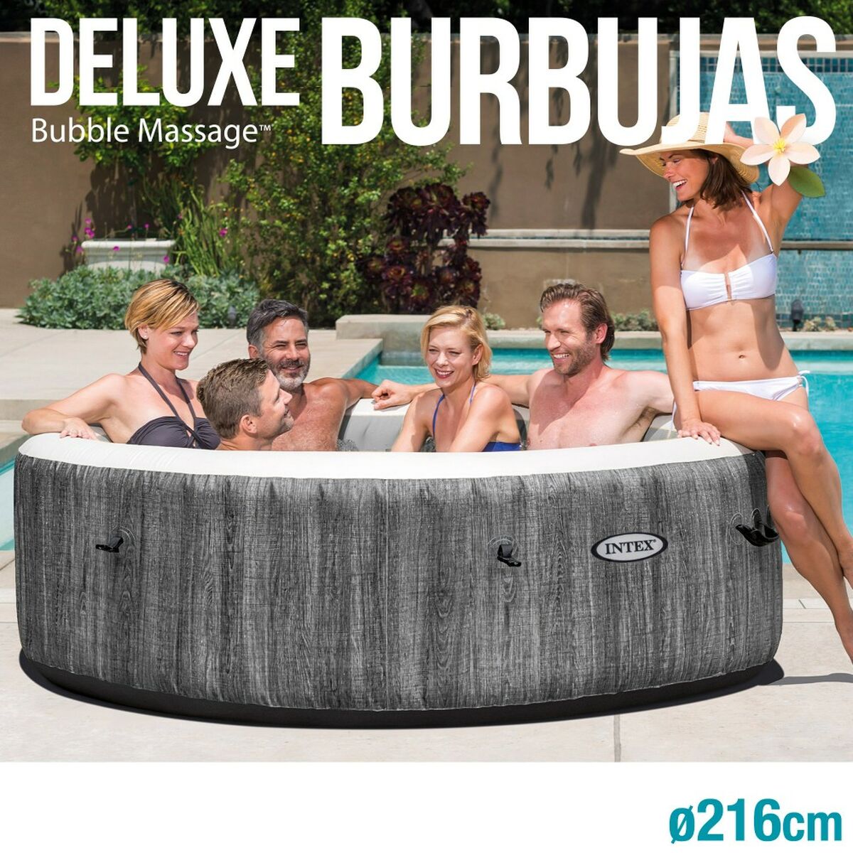 Uppblåsbart spa Intex Purespa Greywood Deluxe 28442EX 6 platser 220-240 V 1741 l/h 1089 L - 2