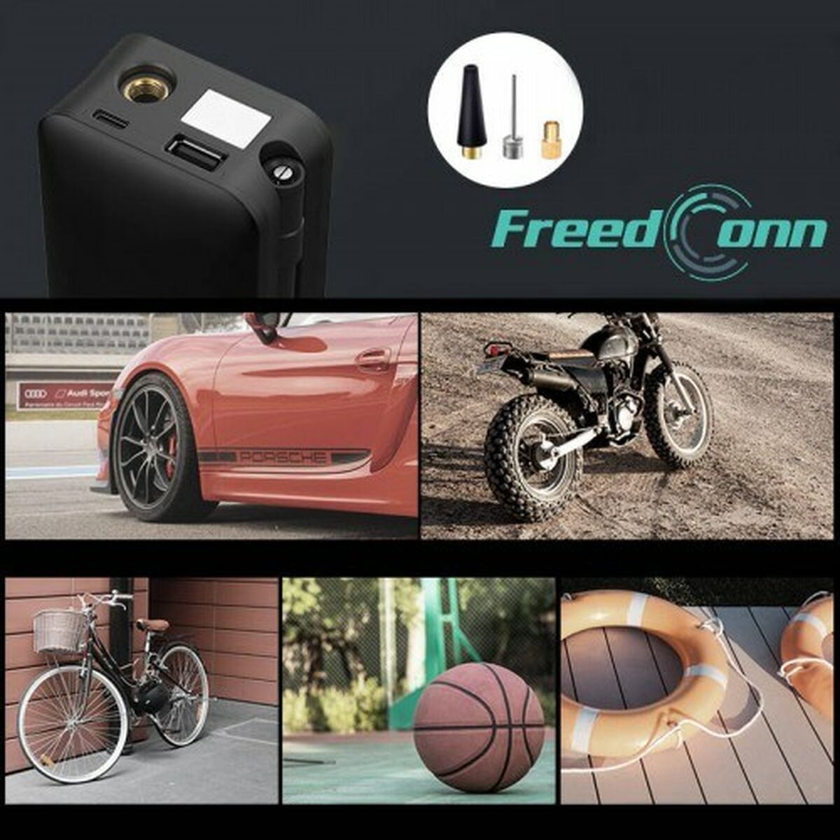 Bärbar luftkompressor med LED Freedconn C3106 10 bar 160 l/min 1 Delar - 5
