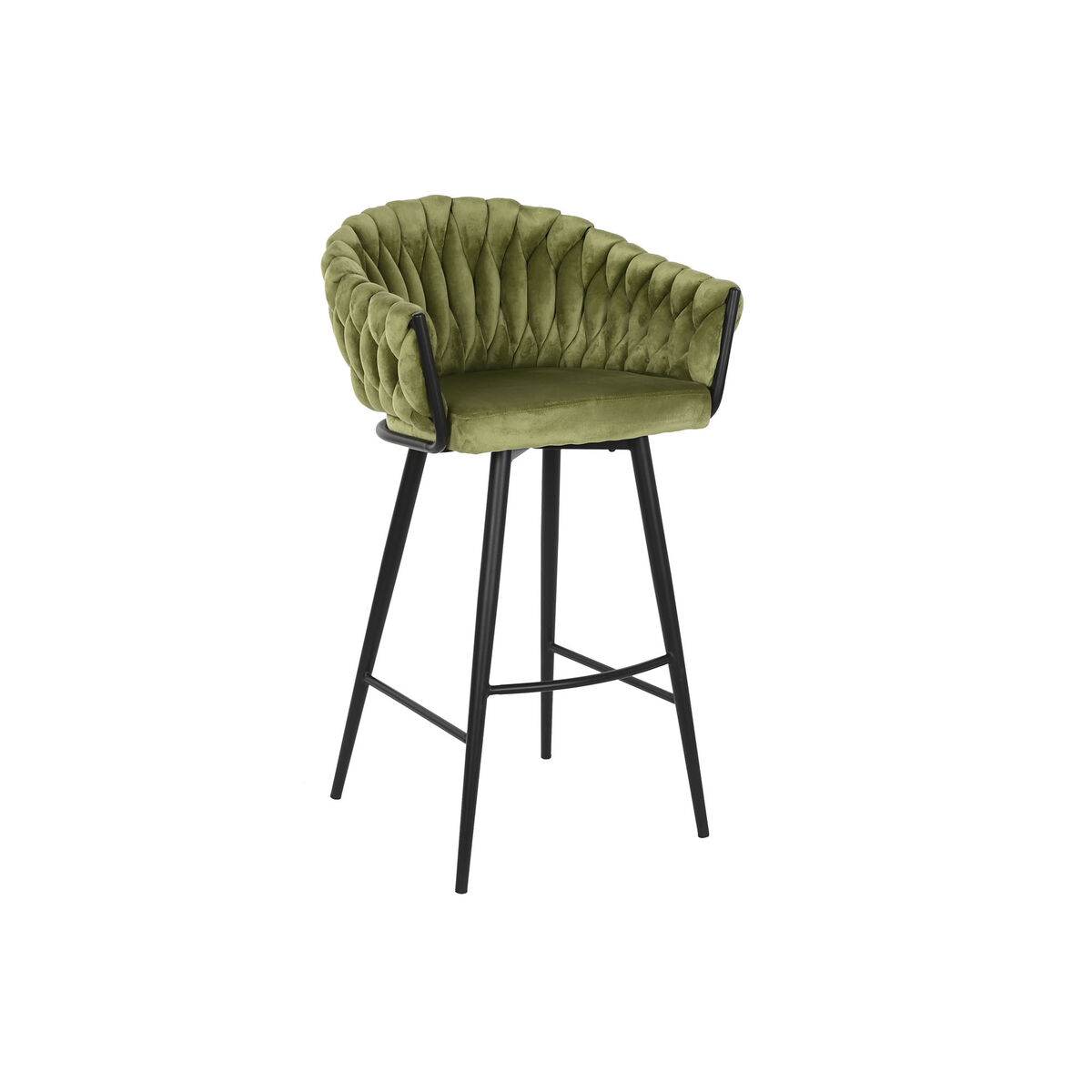 Sittpall DKD Home Decor Svart Grön Sammet Metall 61 x 52 x 101 cm