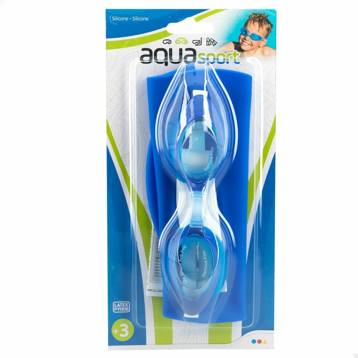 Badmössa och simglasögon AquaSport Rosa Plast 12 antal - 4