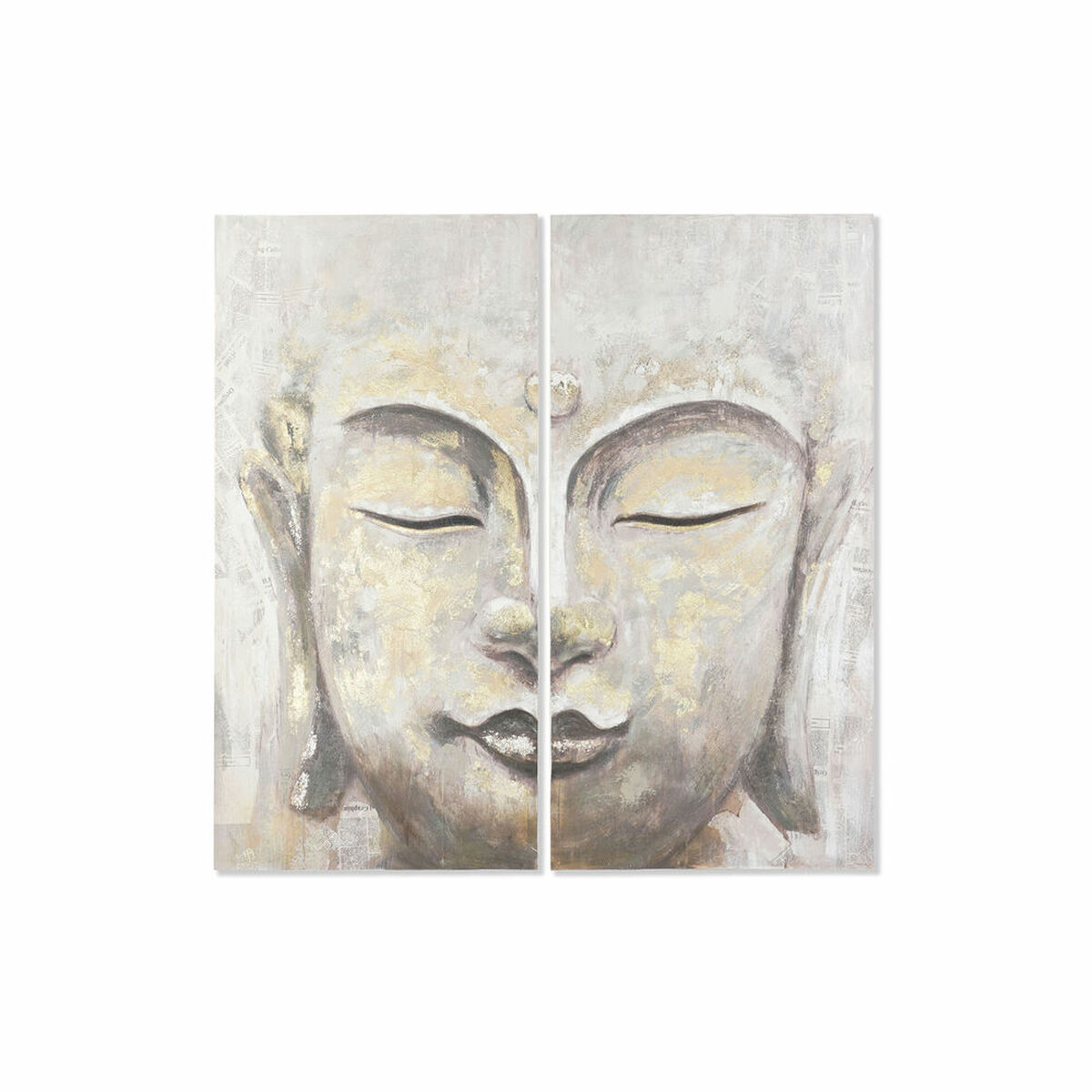 Kanvas DKD Home Decor Beige Gyllene Buddha Orientalisk 120 x 3,7 x 120 cm