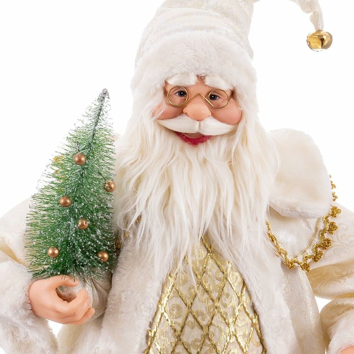 Julgranskula Vit Gyllene Plast Polyresin Tyg 60 cm - 9
