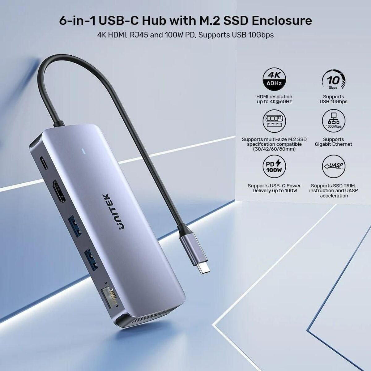 USB-HUB Unitek D1120A01 100 W - 6