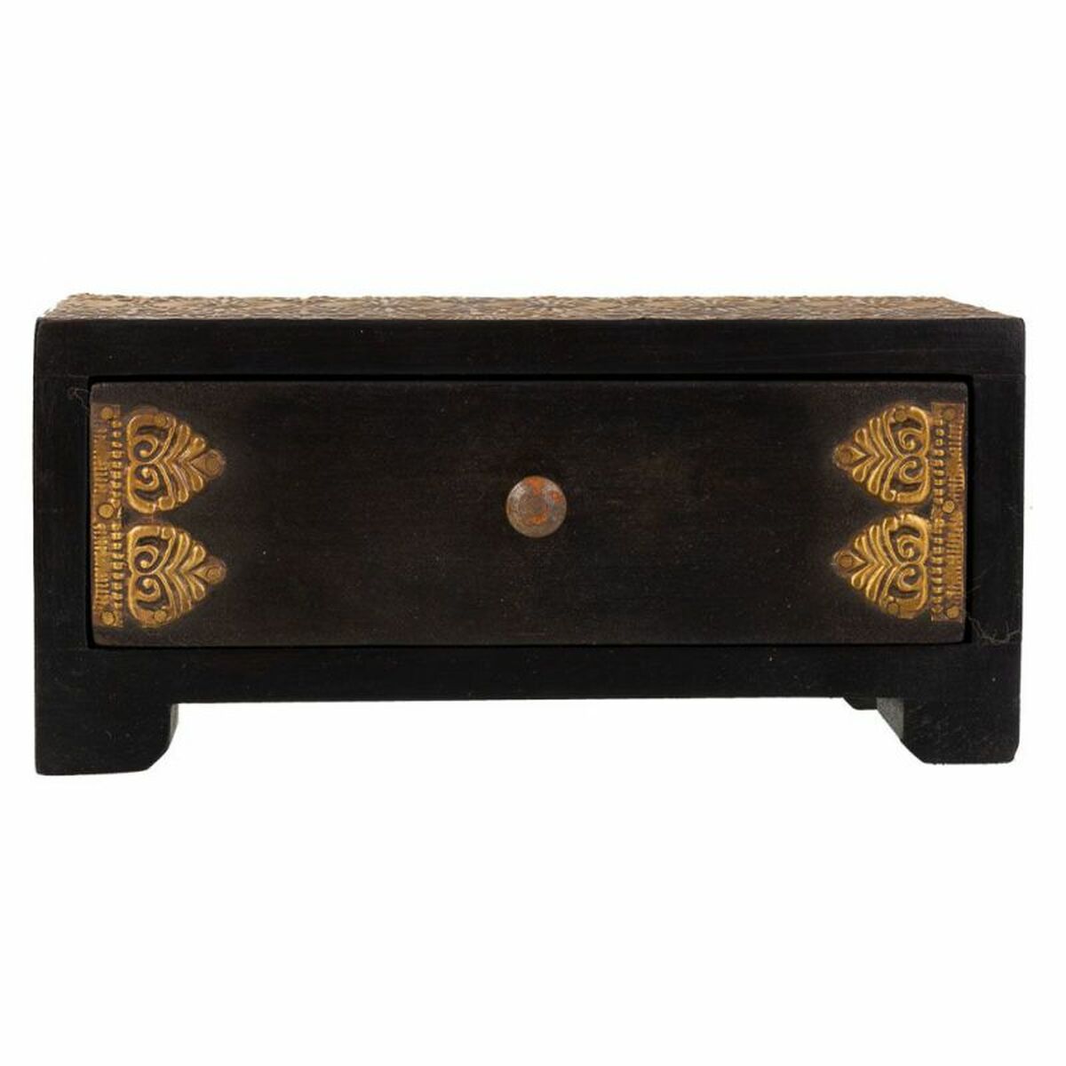 Smyckeskrin Alexandra House Living Mörkbrun Mässing Måla Trä MDF 8 x 8 x 20 cm - 2