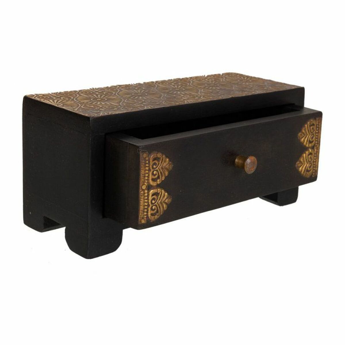 Smyckeskrin Alexandra House Living Mörkbrun Mässing Måla Trä MDF 8 x 8 x 20 cm - 3