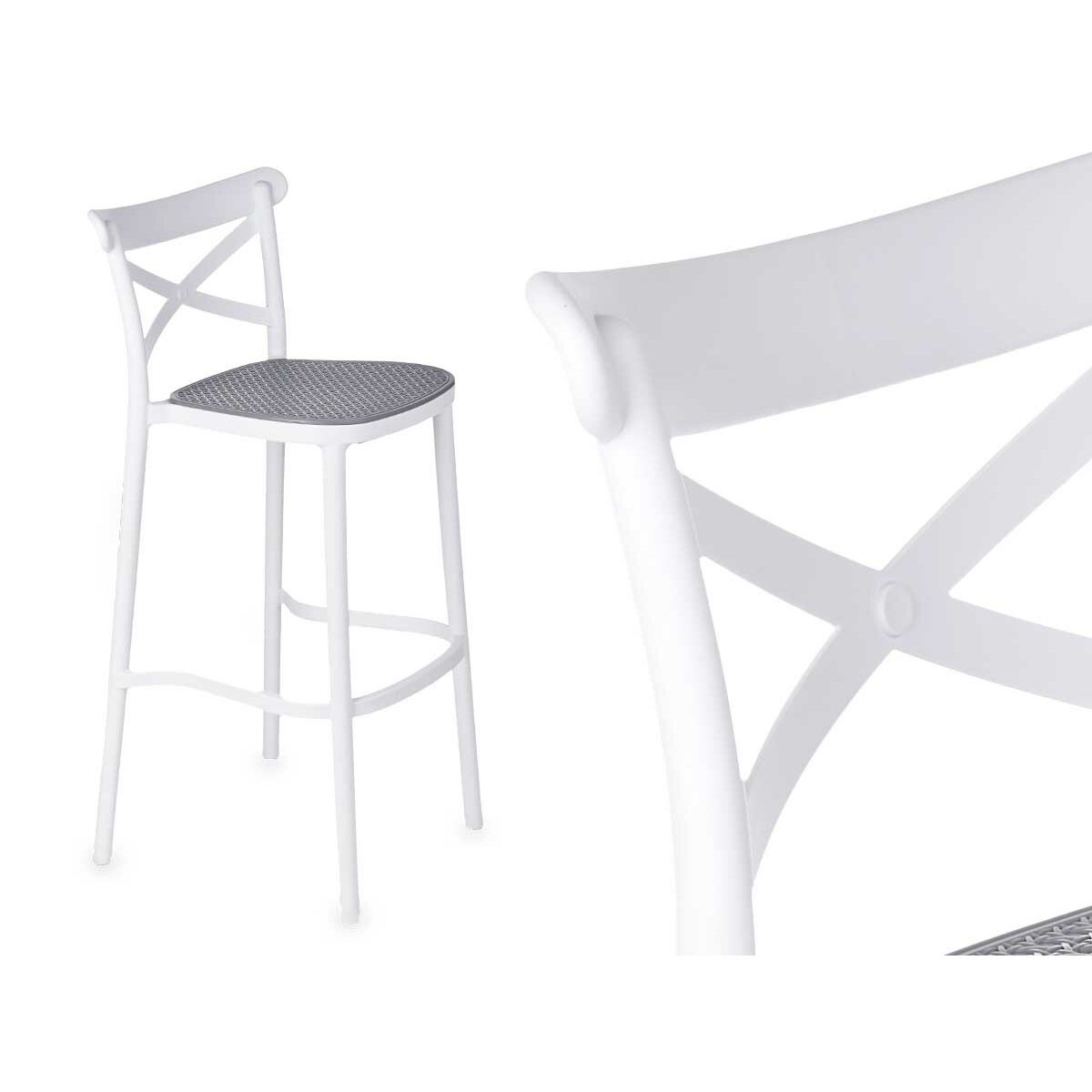Sittpall Gift Decor Vit Grå polypropen Rattan 41 x 103 x 52,5 cm (4 antal) - 2
