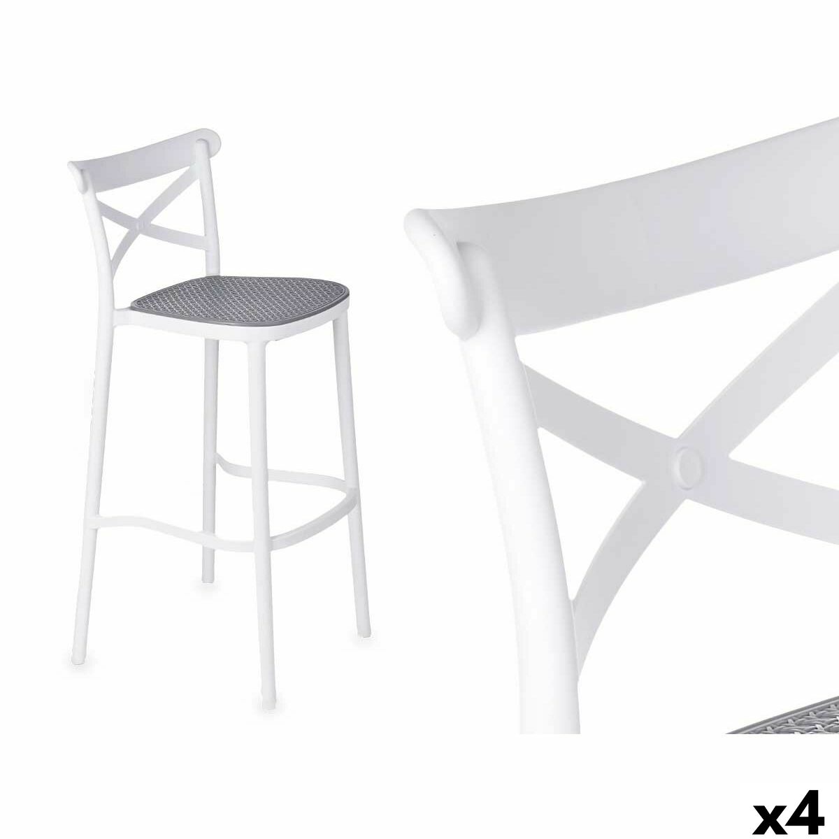 Sittpall Gift Decor Vit Grå polypropen Rattan 41 x 103 x 52,5 cm (4 antal)