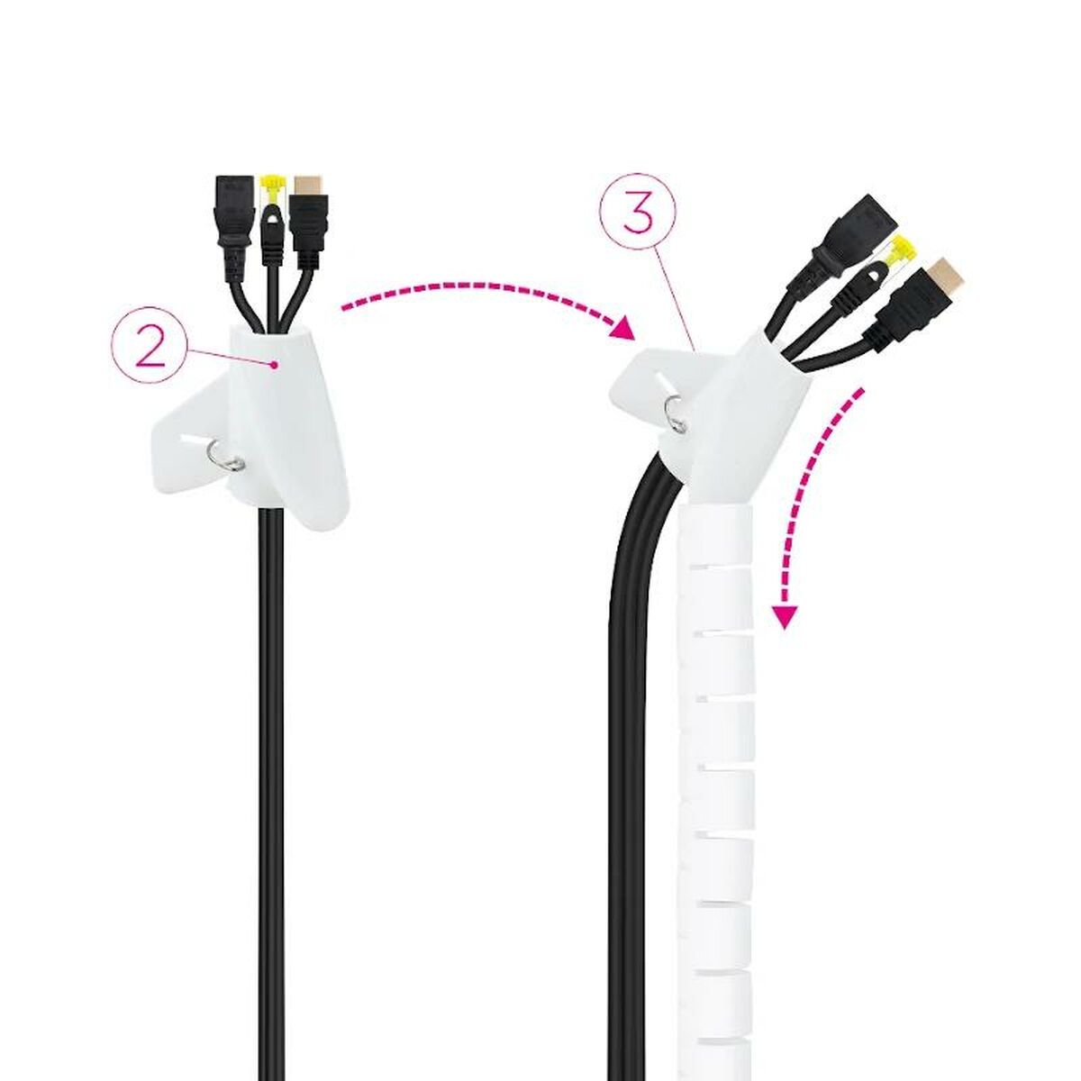 Kabelorganiserare NANOCABLE 10.36.0003-W Ø 25 mm 3 m Vit - 3