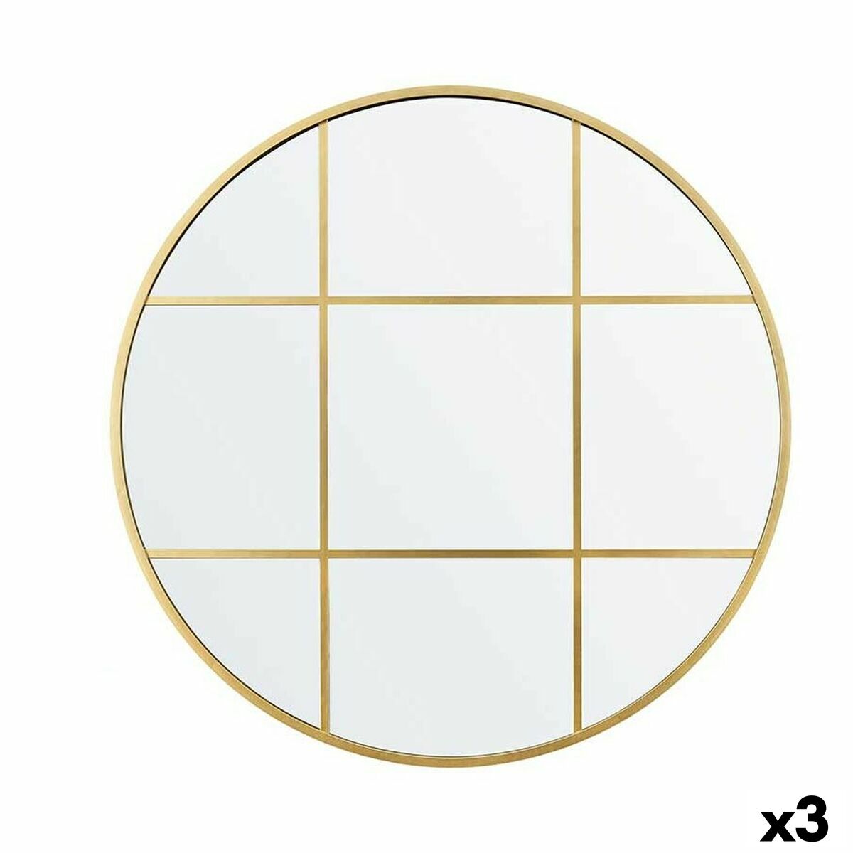 Väggspegel Fönster Gyllene polystyren 80 x 80 x 3 cm (3 antal)