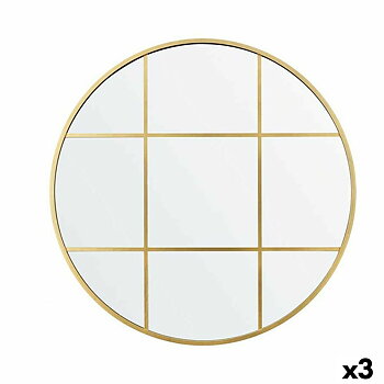 Väggspegel Fönster Gyllene polystyren 80 x 80 x 3 cm (3 antal)