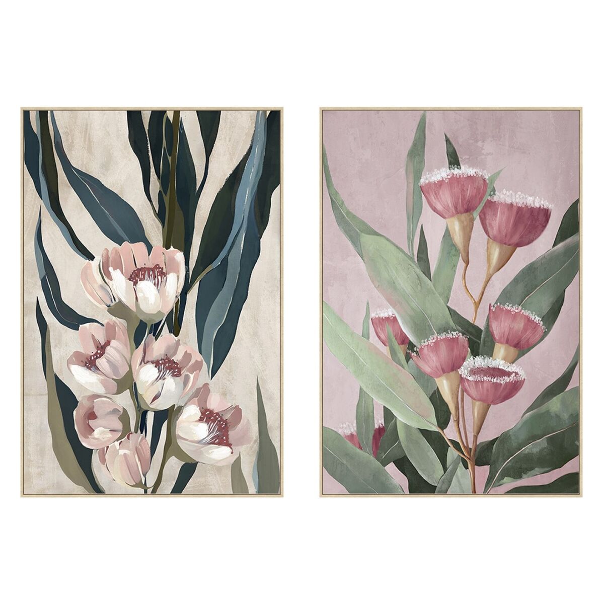 Kanvas Home ESPRIT Grön Rosa Virágok Modern (2 antal)