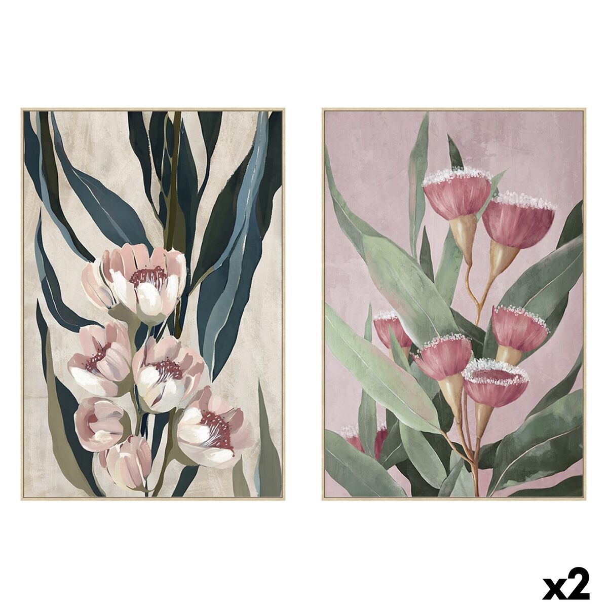 Kanvas Home ESPRIT Grön Rosa Virágok Modern (2 antal) - 4