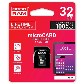 Micro-SD Minneskort med Adapter GoodRam M1AA-0320R12 32 GB UHS-I Klass 10 100 Mb/s