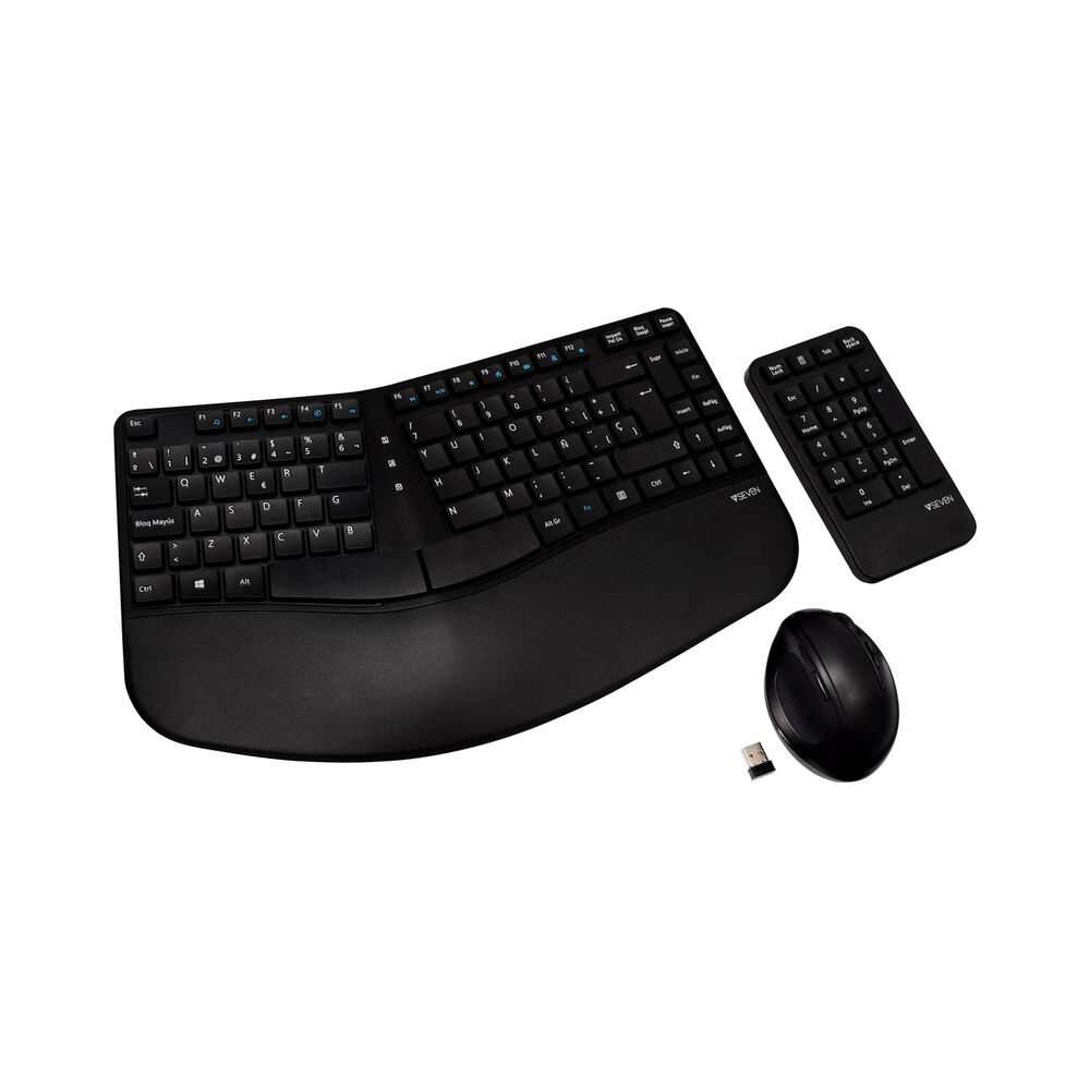 Trådlöst Tangentbord och Mus V7 CKW400ES Svart spanska Qwerty Spanska