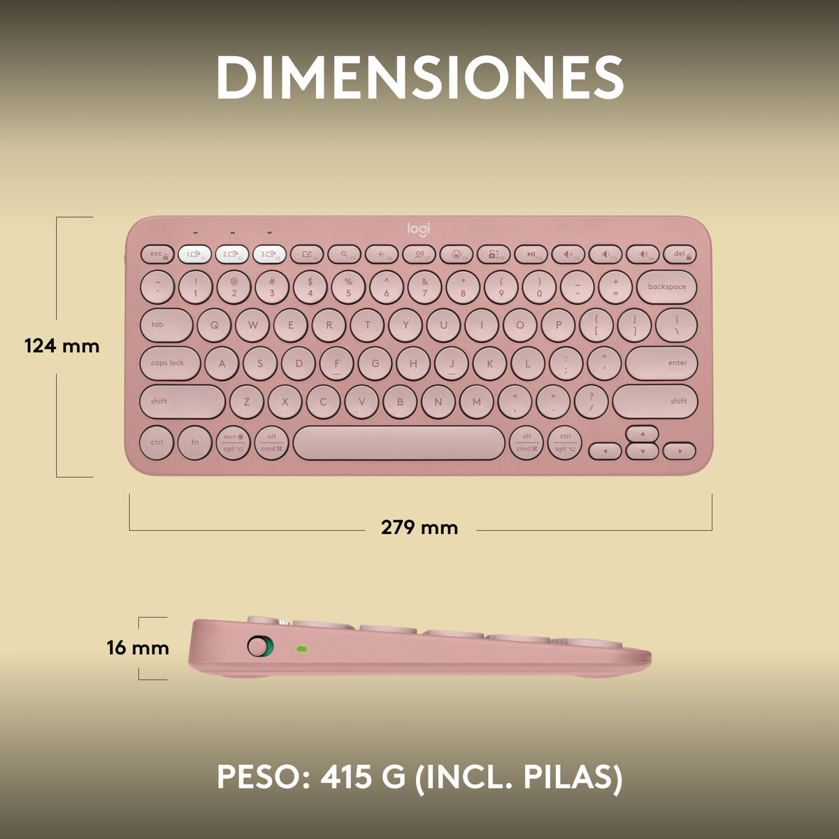 Trådlöst Tangentbord Logitech K380s Rosa Qwerty Spanska - 8