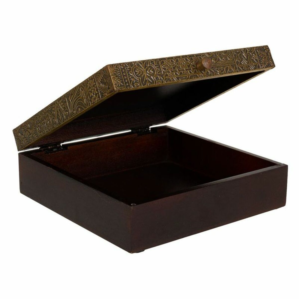 Smyckeskrin Alexandra House Living Mörkbrun Mässing Mangoträ Trä MDF 20 x 7 x 20 cm - 3
