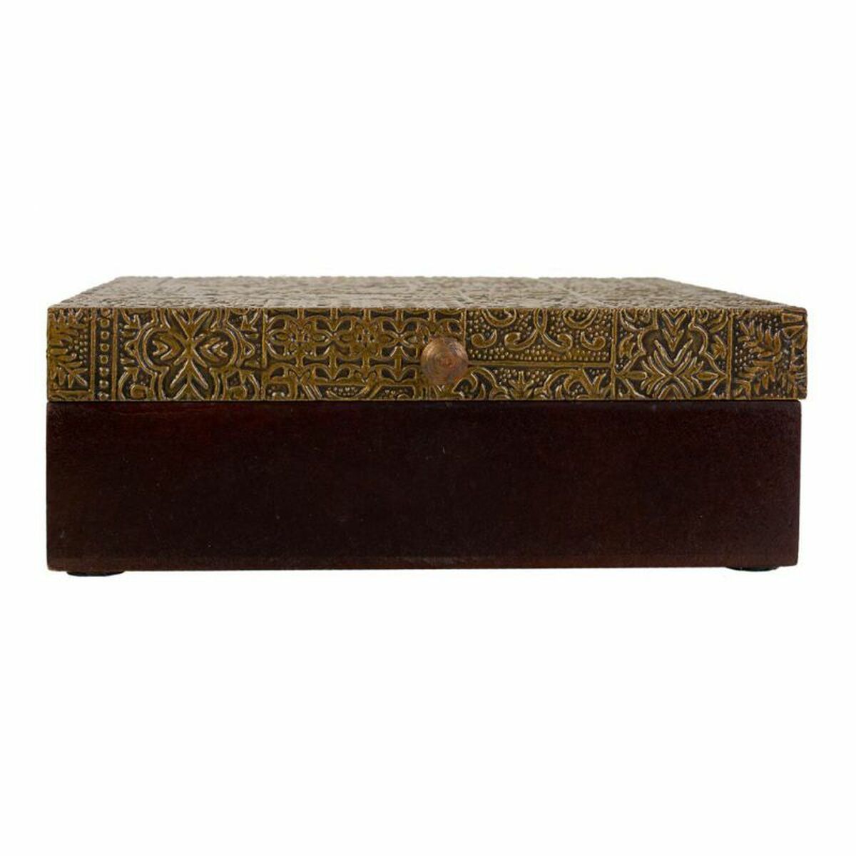 Smyckeskrin Alexandra House Living Mörkbrun Mässing Mangoträ Trä MDF 20 x 7 x 20 cm - 2