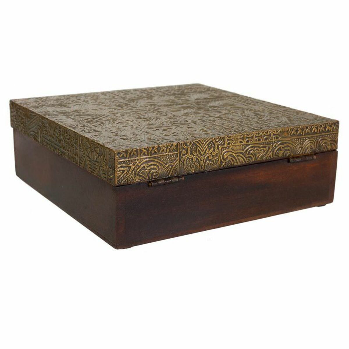 Smyckeskrin Alexandra House Living Mörkbrun Mässing Mangoträ Trä MDF 20 x 7 x 20 cm - 4