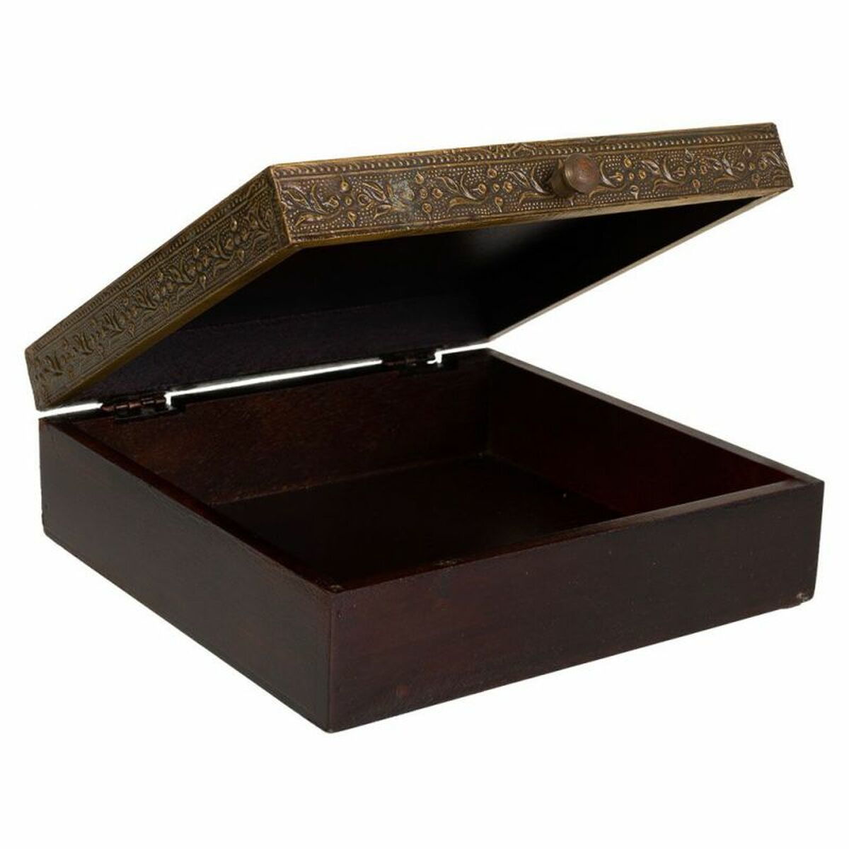 Smyckeskrin Alexandra House Living Mörkbrun Mässing Mangoträ Trä MDF 20 x 7 x 20 cm - 4